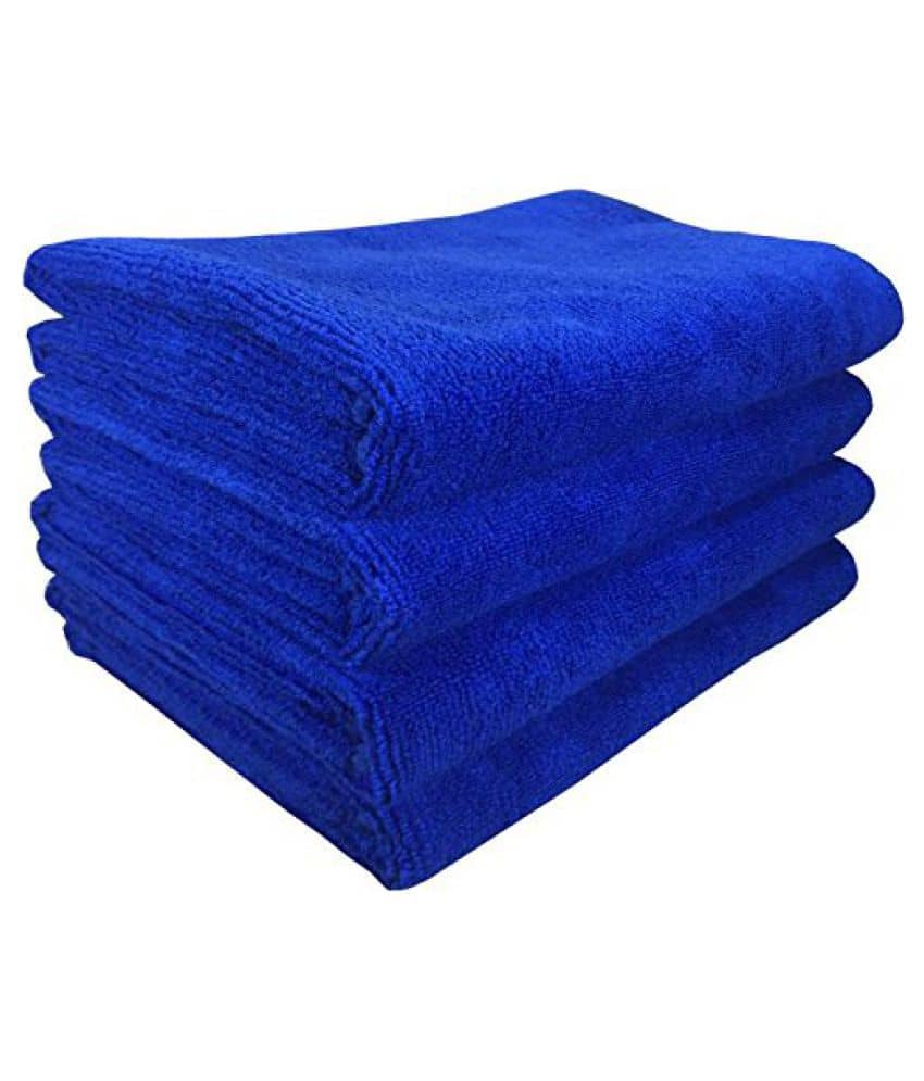 SOFTSPUN Microfiber Cloth 40x60 Cms, 4 Piece Towel Set, 340 GSM (Blue) Multi-Purpose Super Soft Absorbent Cleaning Towels for Home, Kitchen, Car, Cleans & Polishes Everything in Your Home.