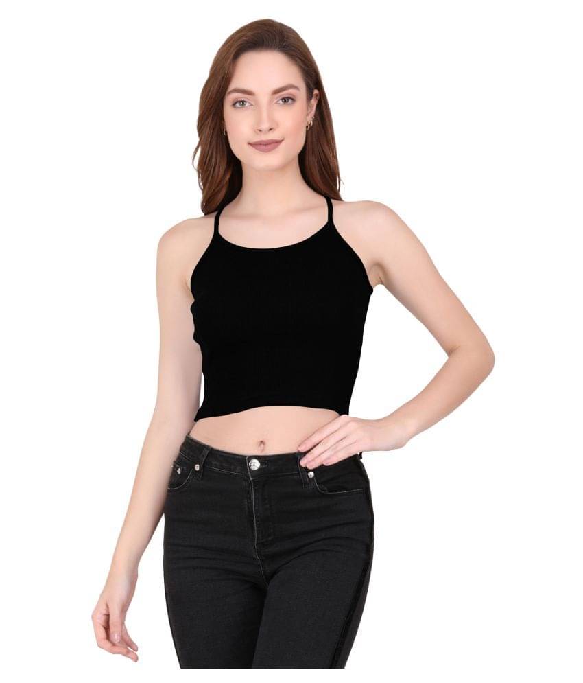     			THE BLAZZE Cotton Lycra Crop Tops - Black