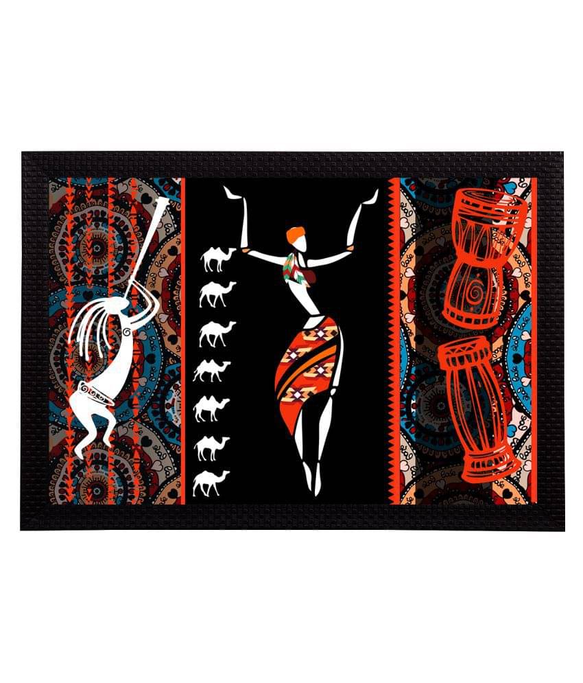     			eCraftIndia Black & Red Tribal Theme Satin Matt Texture UV Wall Painting