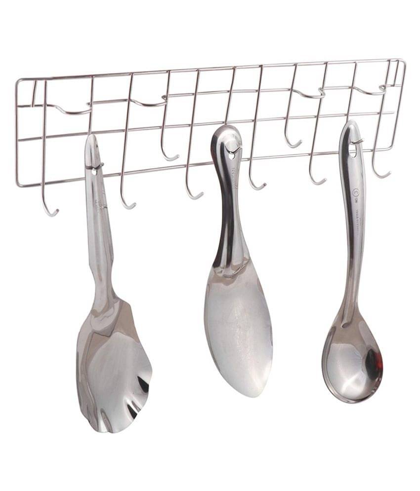     			JISUN Multipurpose Stainless Steel Laddle Craddle Hook Rail hooks for Kitchen Prongs Hook Rail  (Pack of 1)