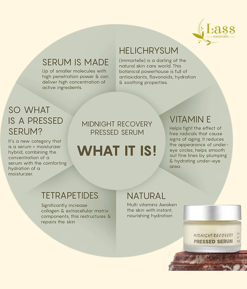 Lass Naturals Face Serum Midnight Recovery Pressed Serum - 50 gm Face Serum 50 g