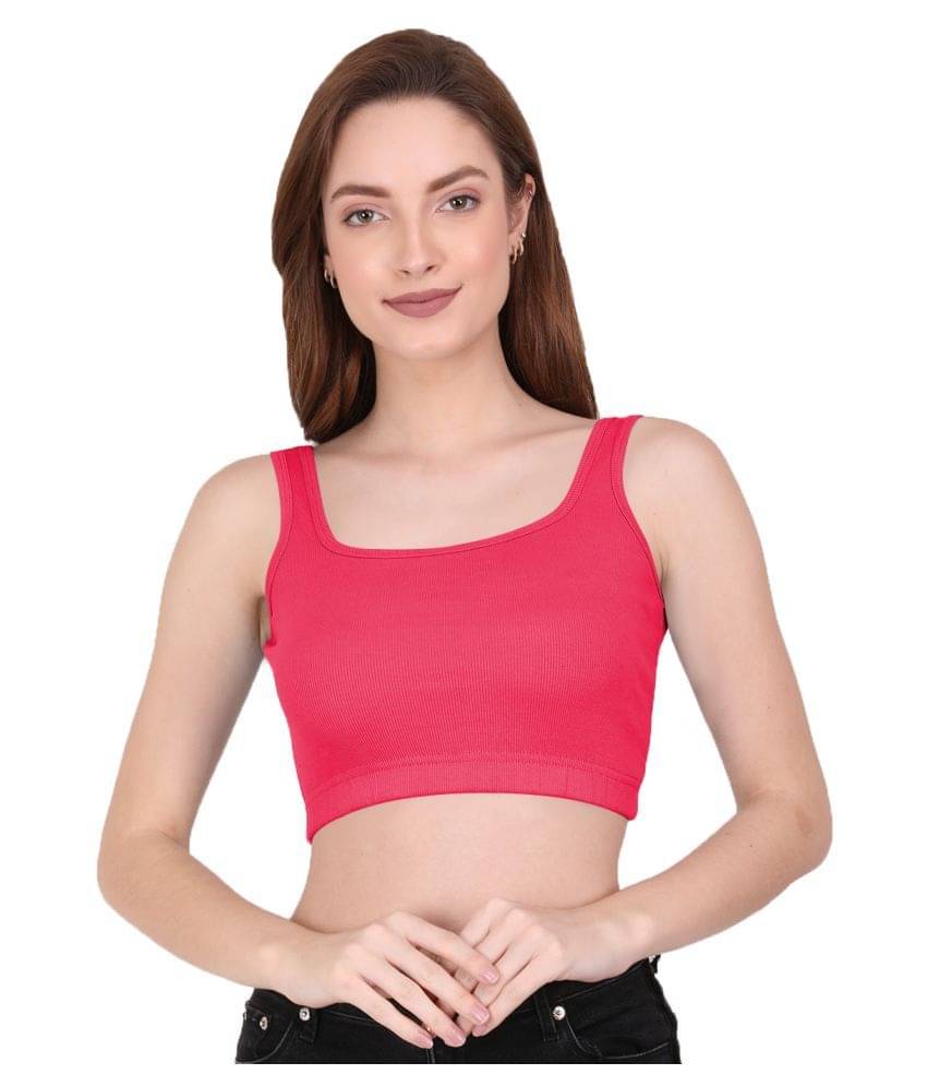 THE BLAZZE Cotton Lycra Crop Tops - Pink     			THE BLAZZE Cotton Lycra Crop Tops - Pink
