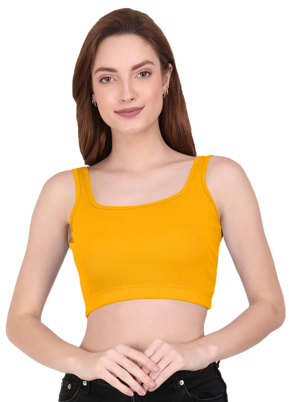 THE BLAZZE Cotton Lycra Crop Tops - Yellow THE BLAZZE Cotton Lycra Crop Tops - Yellow