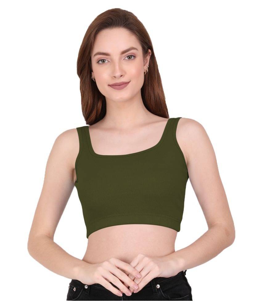 THE BLAZZE Cotton Lycra Crop Tops - Blue     			THE BLAZZE Cotton Lycra Crop Tops - Blue