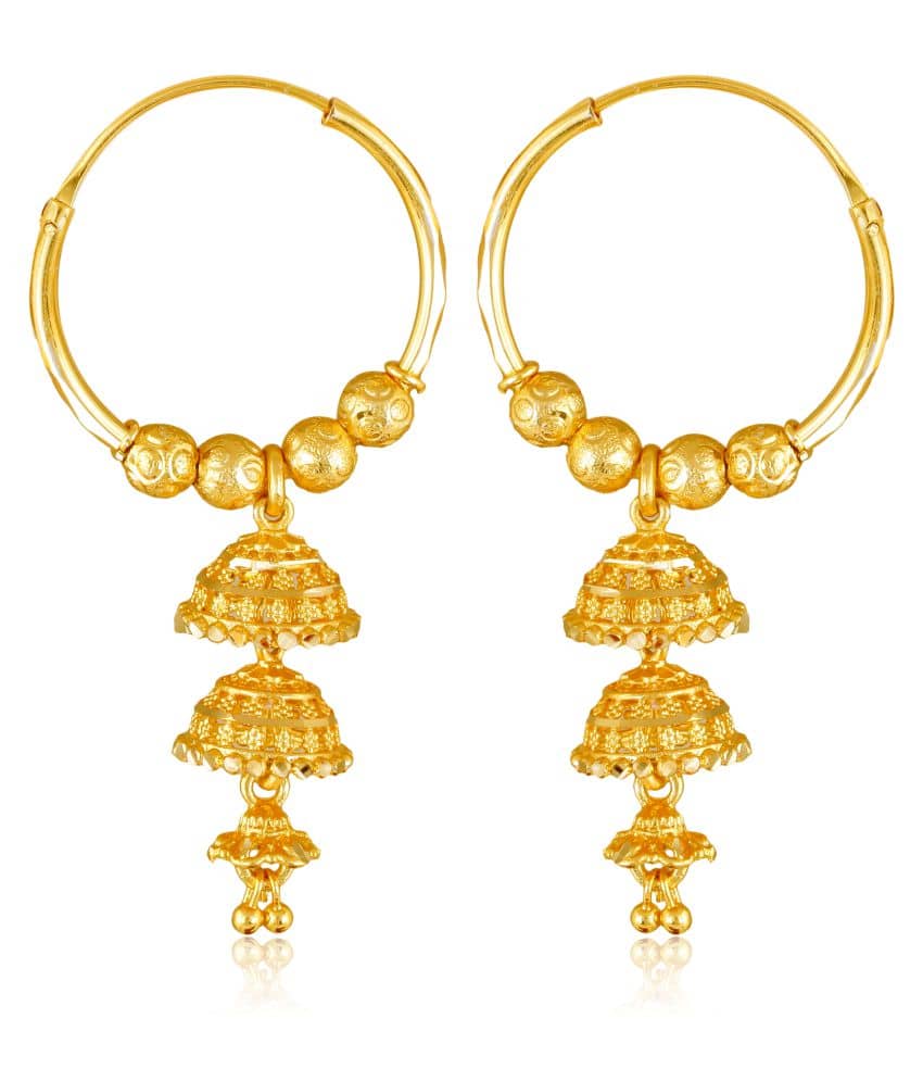 Vighnaharta Traditional wear, Wedding and Party wear South Screw back alloy Gold Plated Jhumki Earring for Women and Girls -VFJ1457ERG - Earrings | Buy online on ZillyBuy