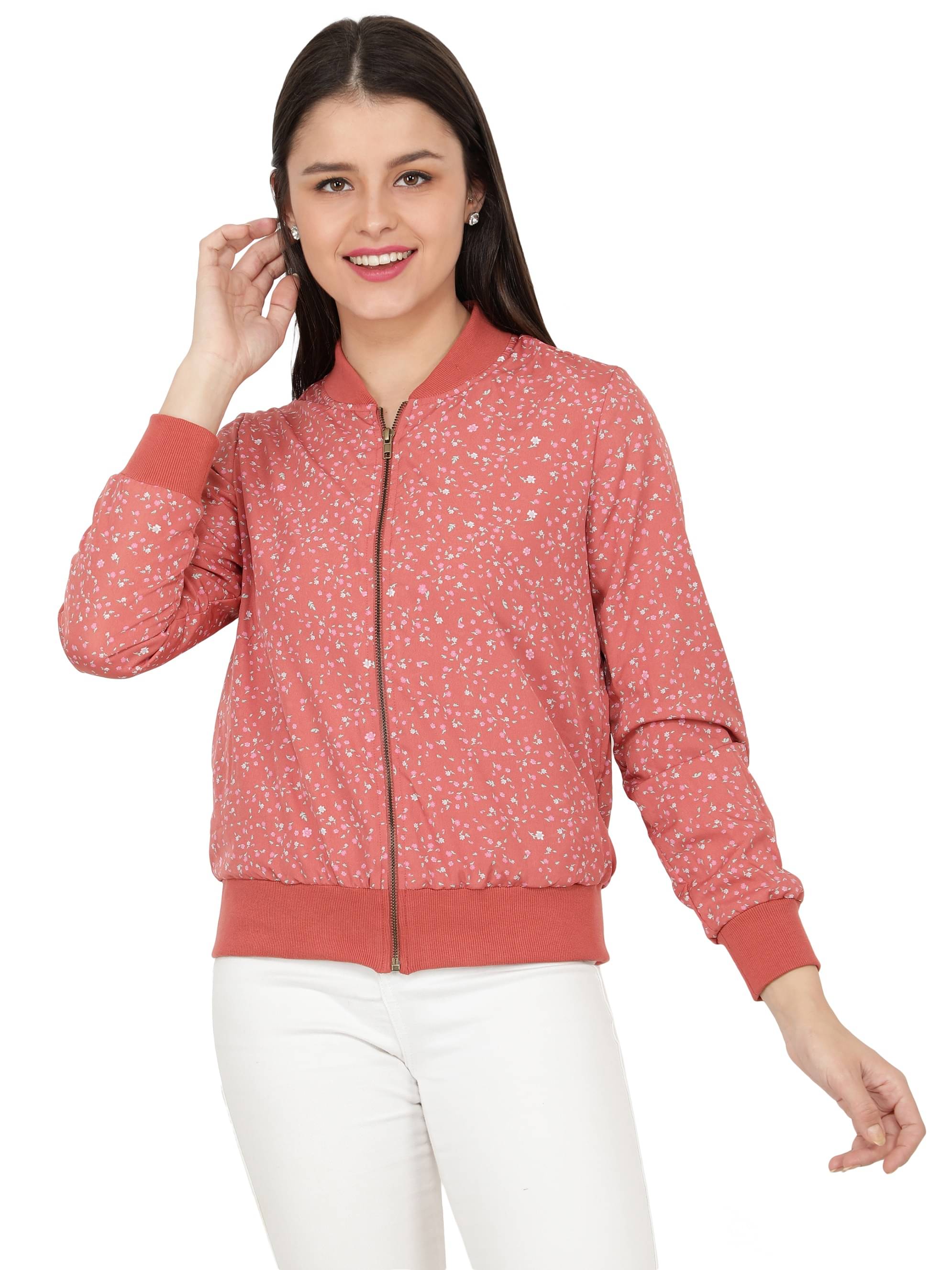     			NUEVOSDAMAS Polyester Multi Color Bomber Jackets Single