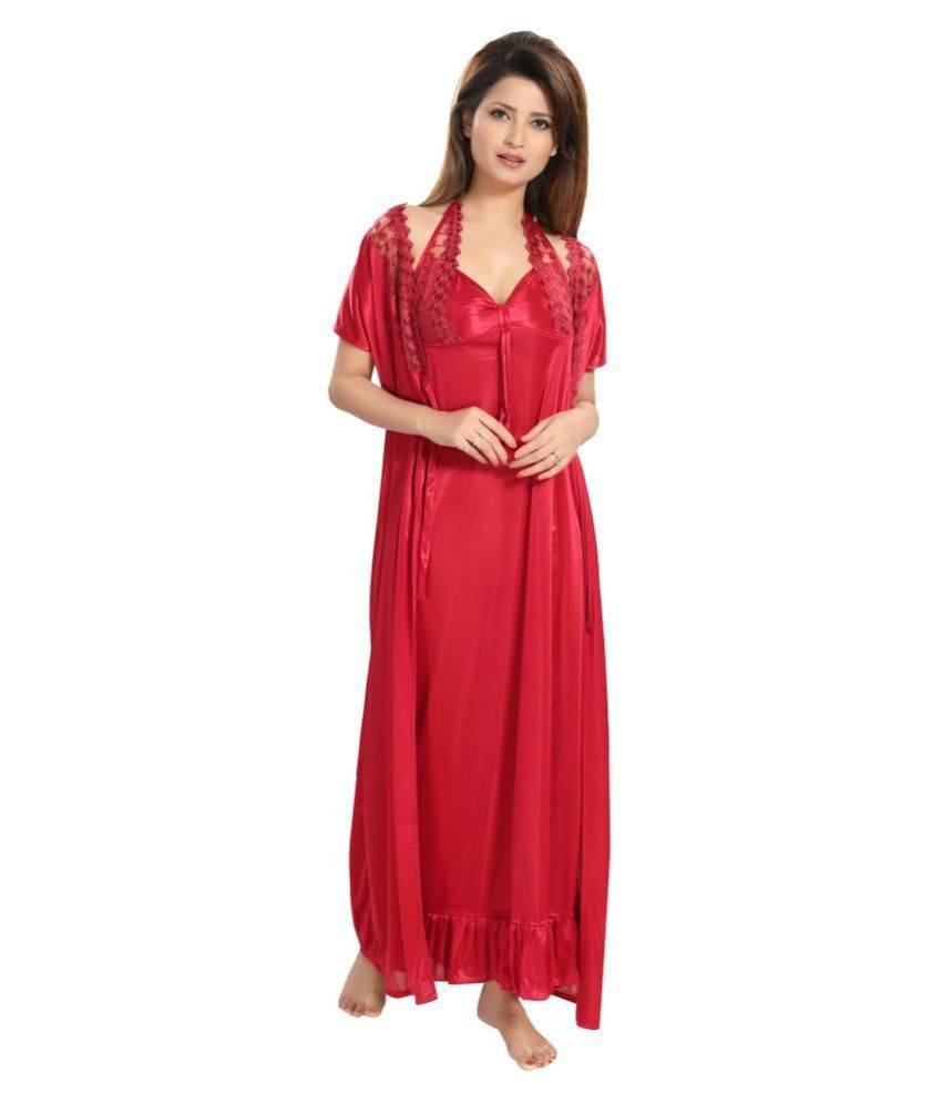     			Reposey Satin Night Dress - Maroon Pack of 2
