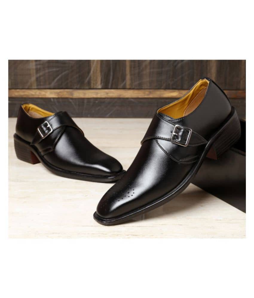 BXXY Monk Strap Artificial Leather Black Formal Shoes - Formal Shoes | Buy online on ZillyBuy