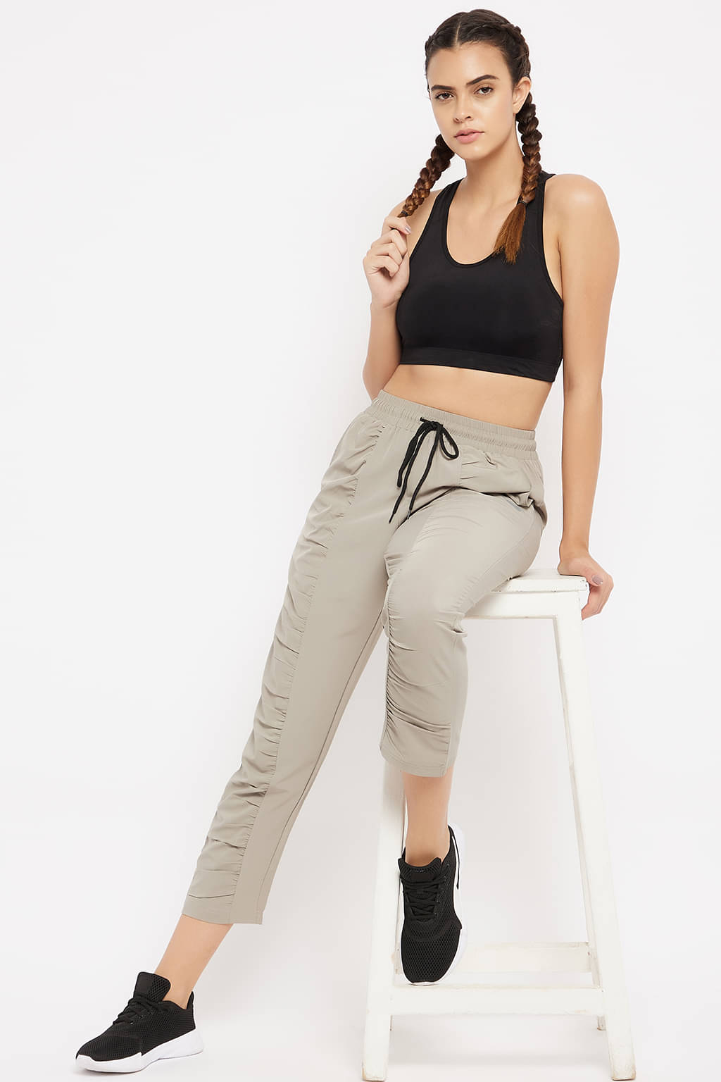    			Clovia Grey Polyester Solid Tights - Single