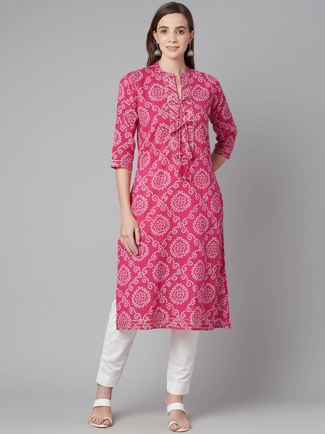 Divena - Pink Cotton Women's Straight Kurti ( Pack of 1 ) - Kurtis, Tunics | Buy online on ZillyBuy