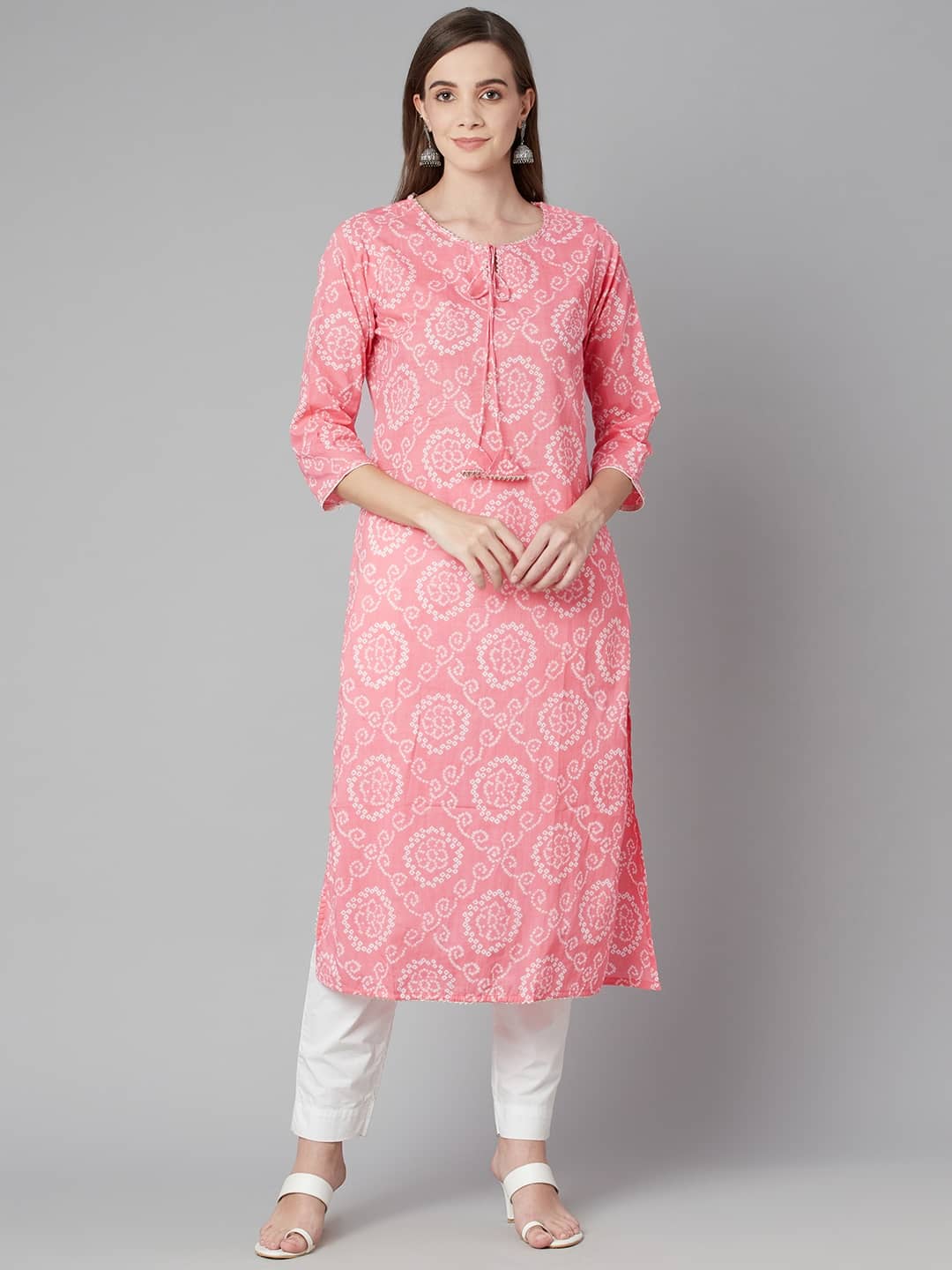 Divena - Pink Cotton Women's Straight Kurti - Kurtis, Tunics | Buy online on ZillyBuy