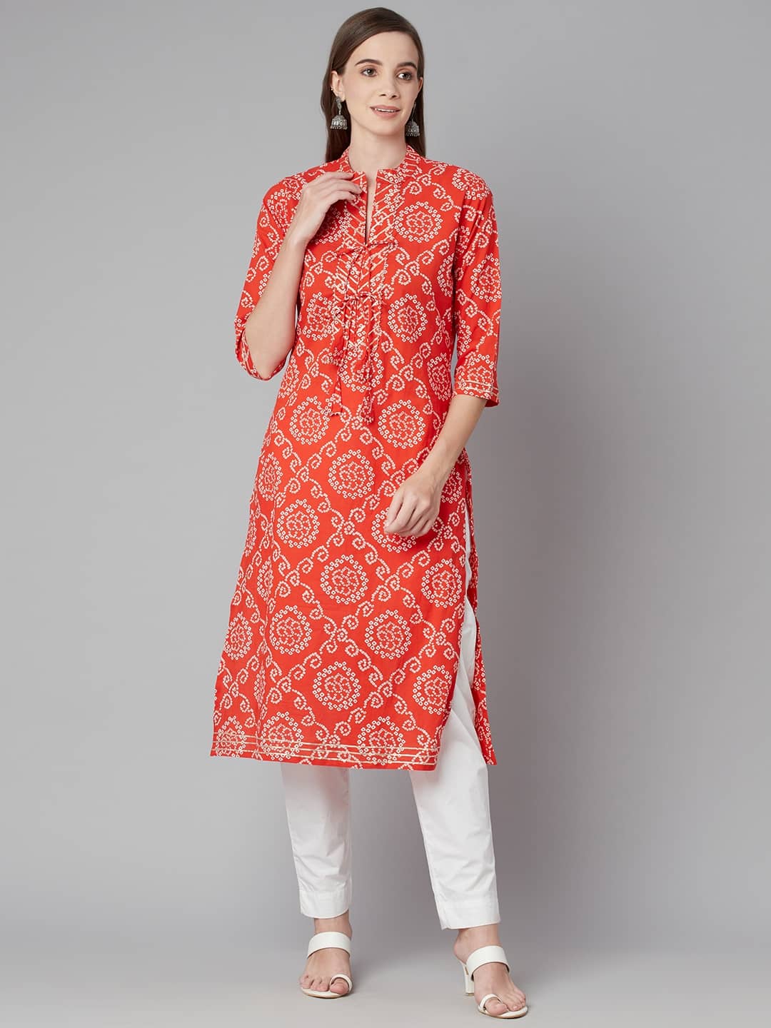 Divena Red Cotton Straight Kurti - Single - Kurtis, Tunics | Buy online on ZillyBuy