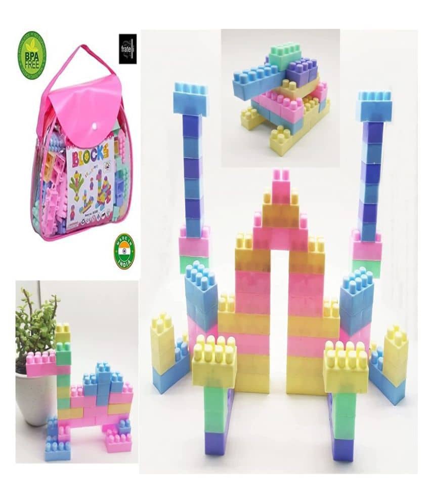 FRATELLI Building Blocks for Kids - Certified European Saftey Standards (120pc Small Blocks Bag Packing, Best Gift Toy, Block Game for Kids, Boys, Children)