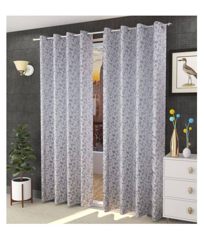 LaVichitra Plain Blackout Eyelet Window Curtain 5ft (Pack of 2) - White LaVichitra Plain Blackout Eyelet Window Curtain 5ft (Pack of 2) - White