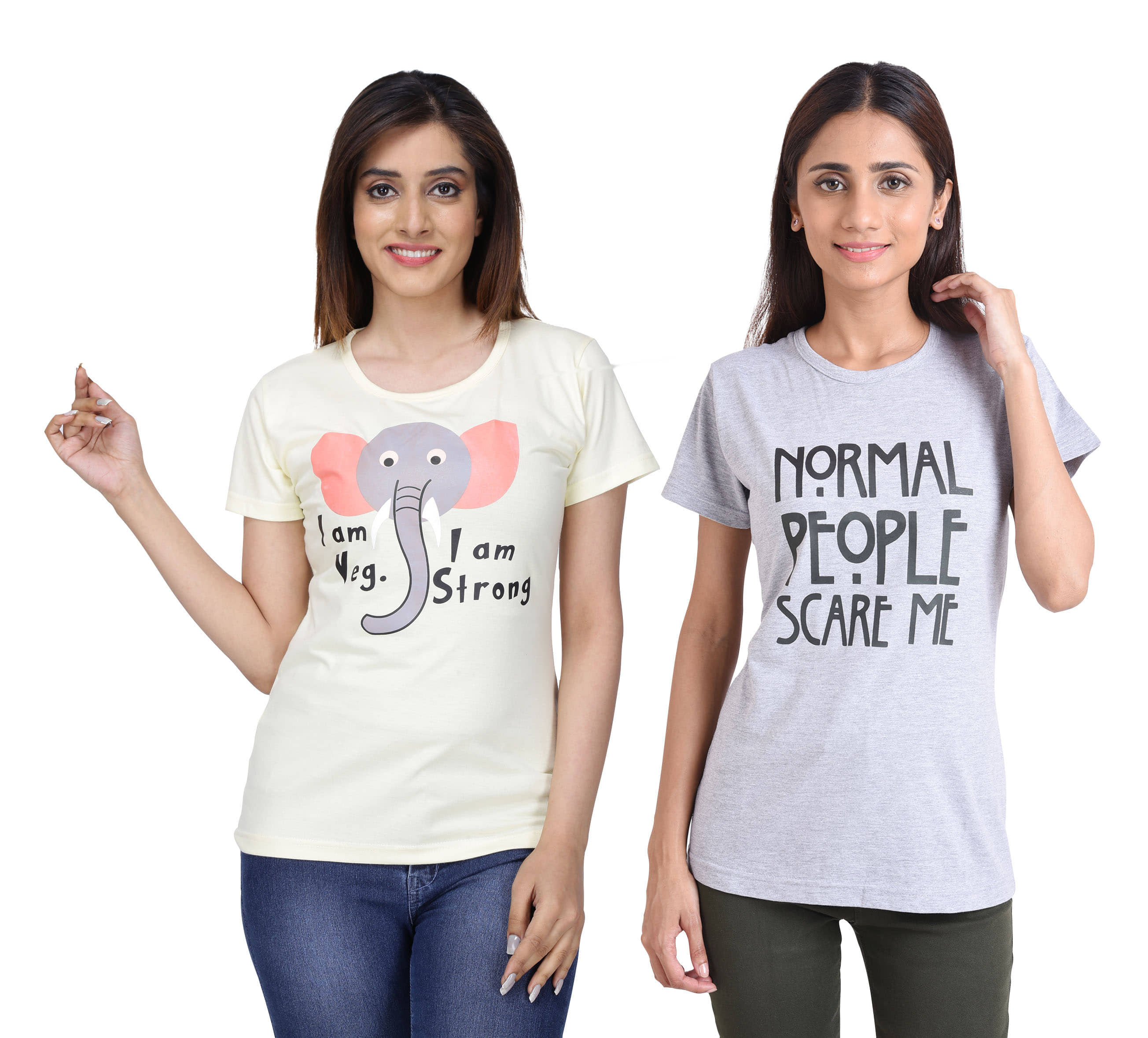 Neo Garments Women Cotton Printed Regular Fit Round Neck T-Shirt ( Multi Color )