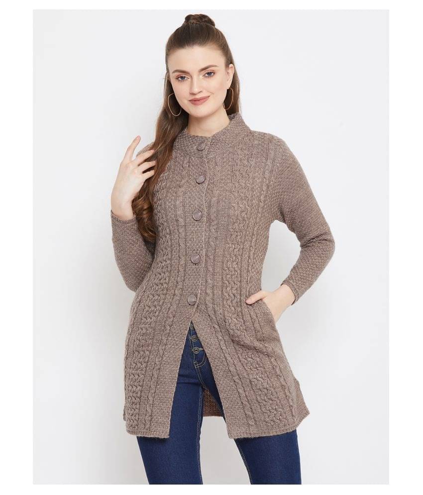 zigo Women Woollen Round Neck Cardigan ( Purple ) zigo Women Woollen Round Neck Cardigan ( Purple )