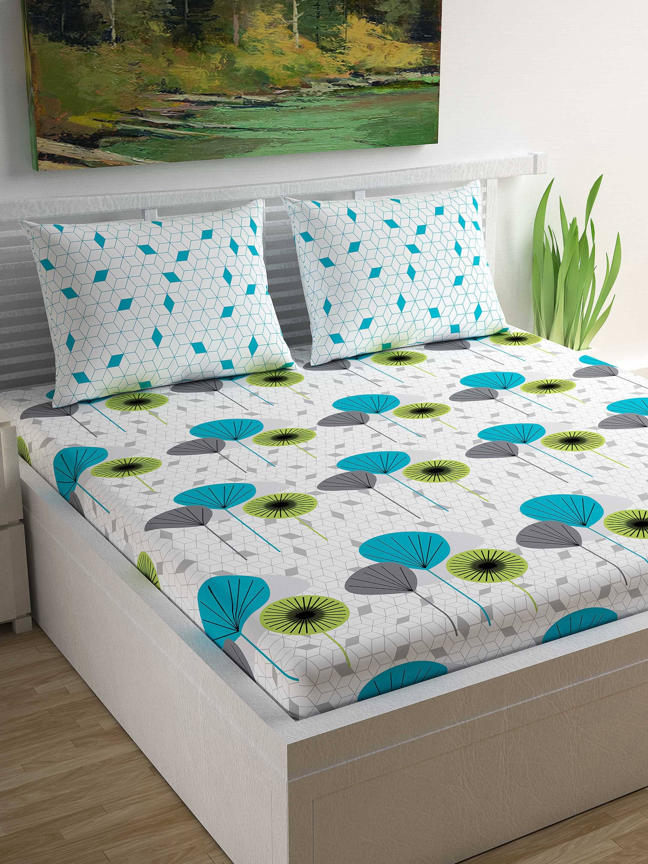     			DIVINE CASA Cotton Double Bedsheet ( Blue )
