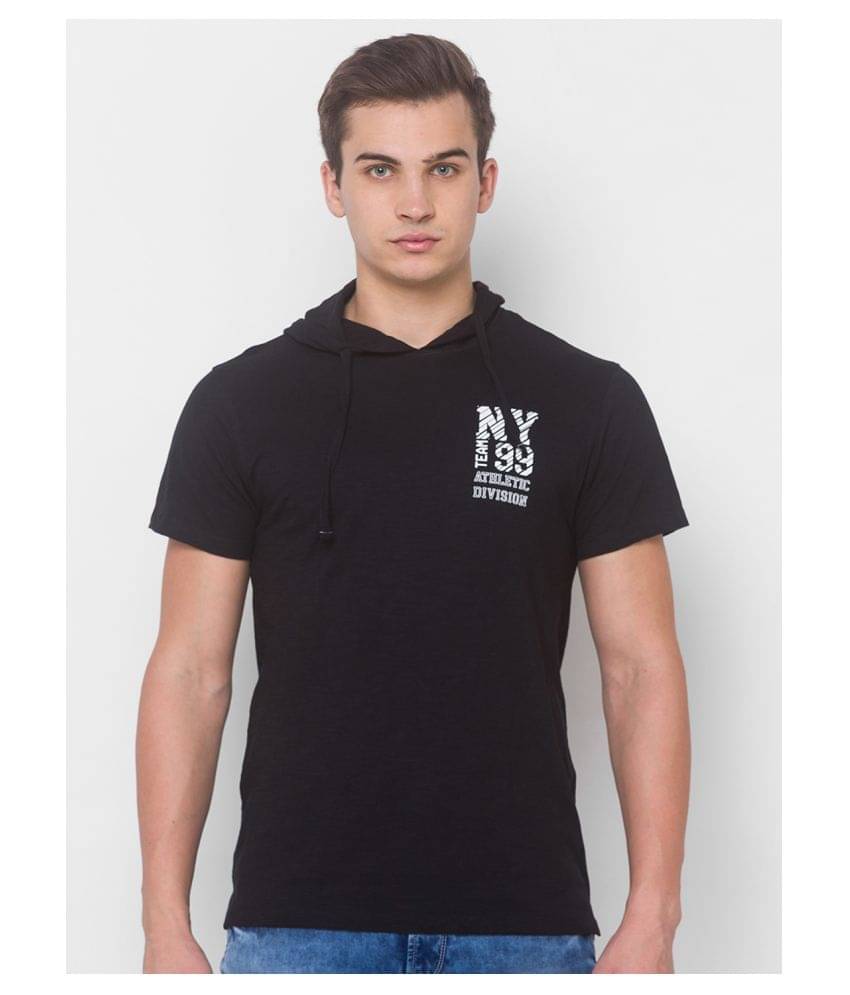     			Globus Cotton Black Printed T-Shirt