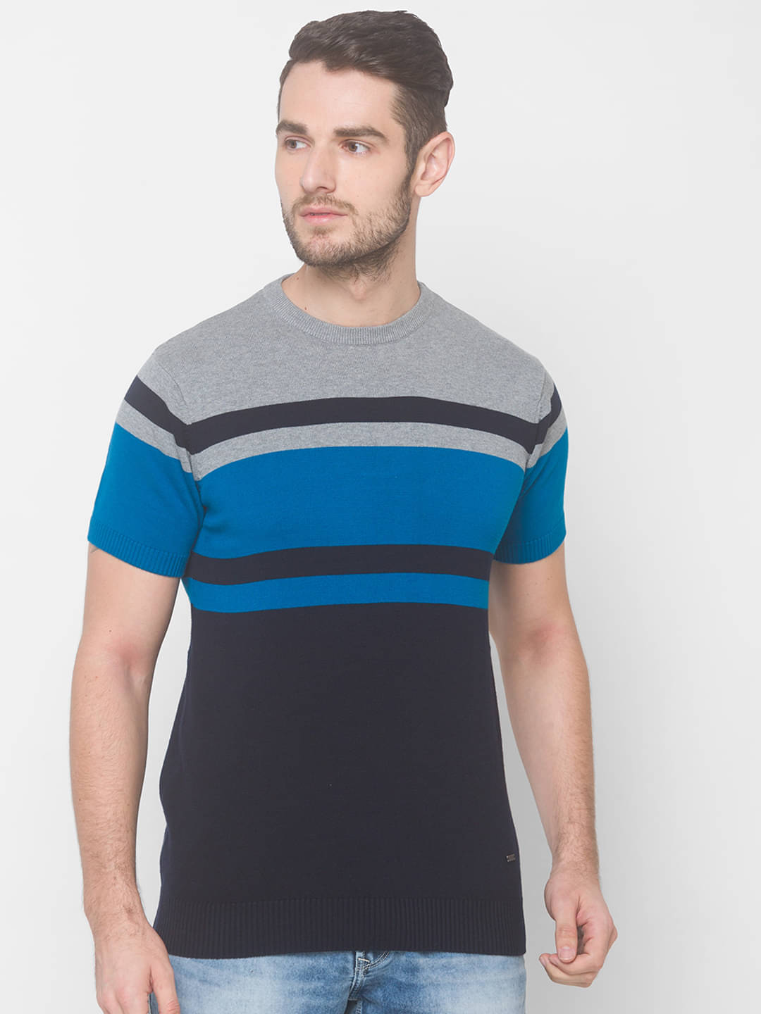     			Globus Cotton Blue Striper T-Shirt