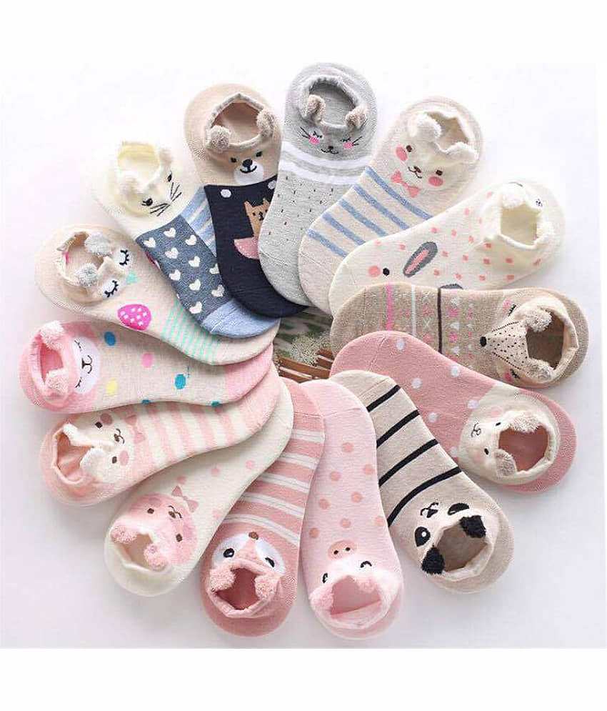 HF LUMEN Women's Multicolor Cotton Character Anti-Skid Footies - Socks | Buy online on ZillyBuy