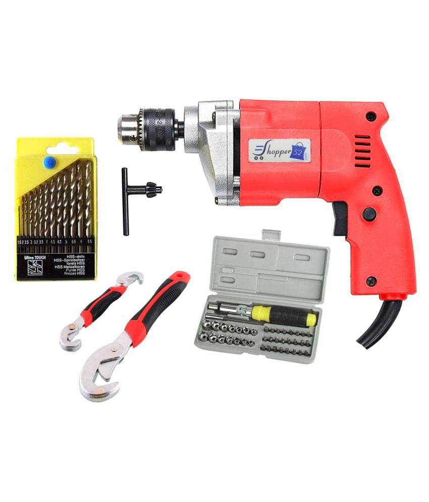 Shopper52 - Drill Machine Combo 350W 10mm Corded Drill Kit Shopper52 - Drill Machine Combo 350W 10mm Corded Drill Kit