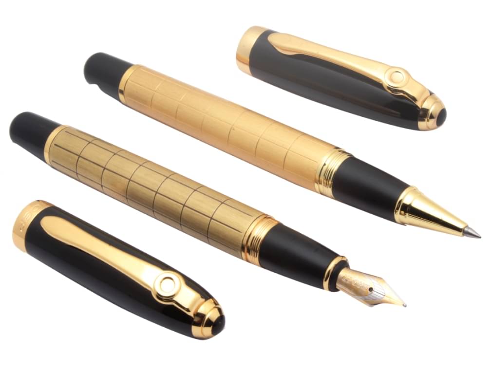     			Srpc Baoer 701 Accord 24 Ct Gold Plated Roller Ball & Fountain Pen Set