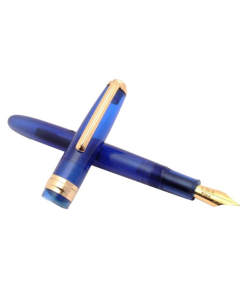     			Srpc Click Falcon Demonstrator Fountain Pen Flex Nib With Golden Trims - Blue