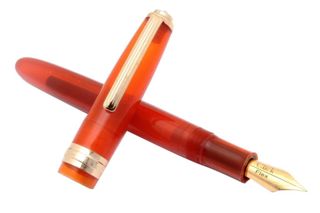     			Srpc Click Falcon Demonstrator Fountain Pen Flex Nib With Golden Trims - Orange