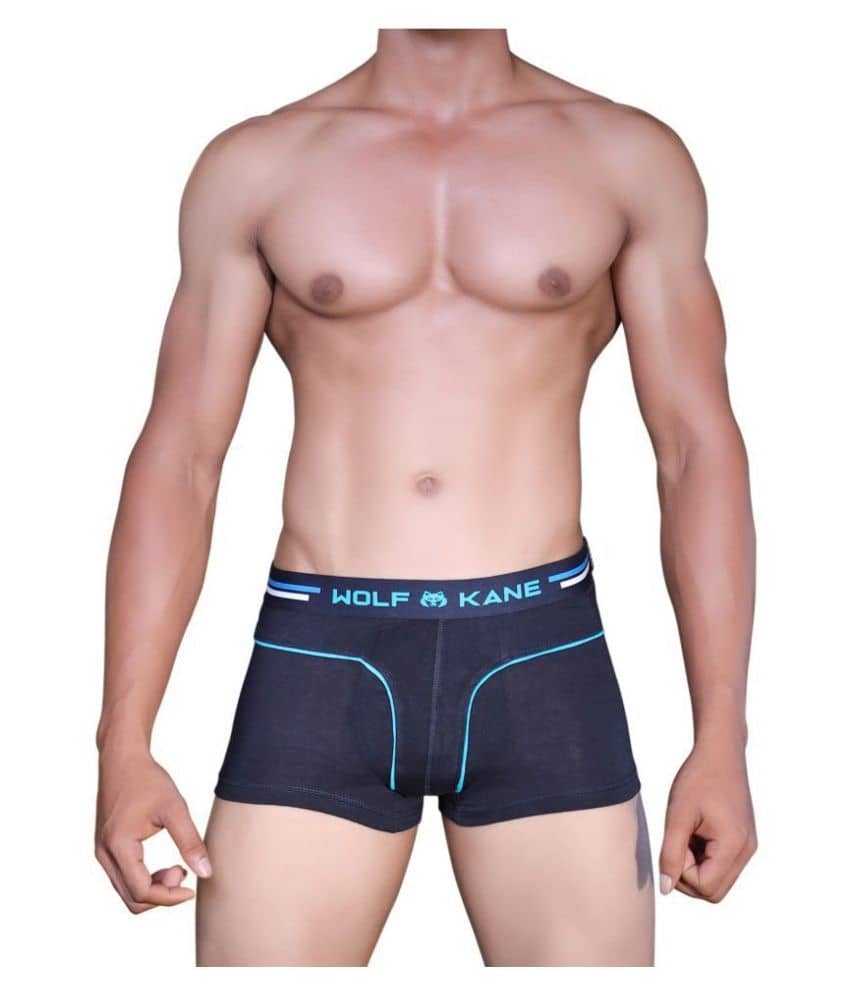 WOLFKANE Pack of 1 Cotton Blend Trunk For Men's ( Black )