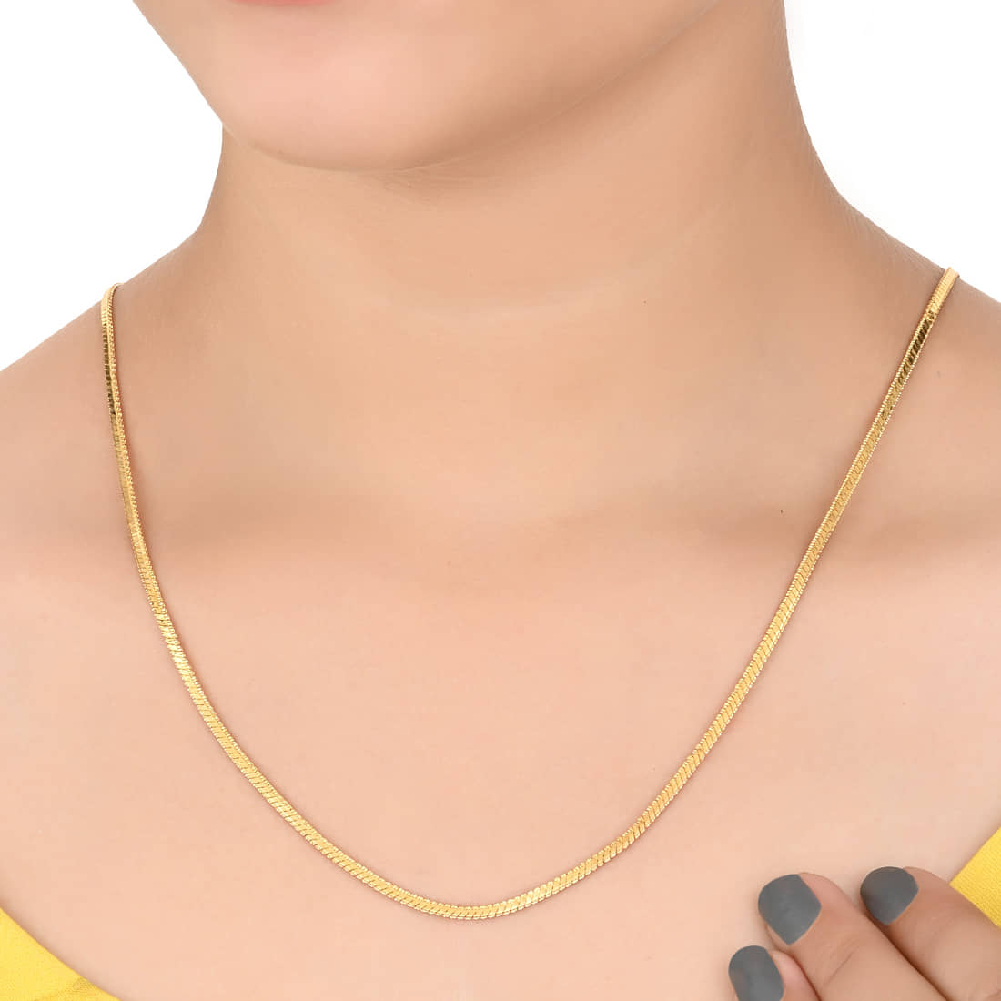 AanyaCentric 22inches Long Gold Plated Chain for Men Women Girls Boys