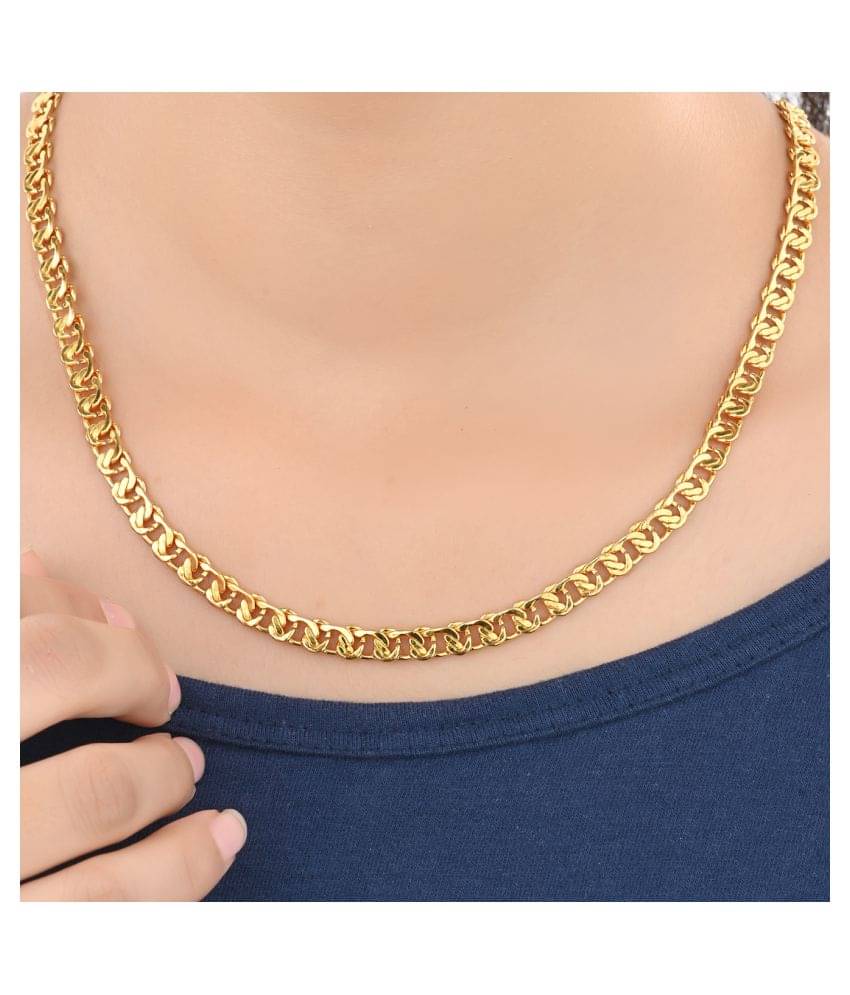     			AanyaCentric 22inches Long Gold Plated Chain for Men Women Girls Boys