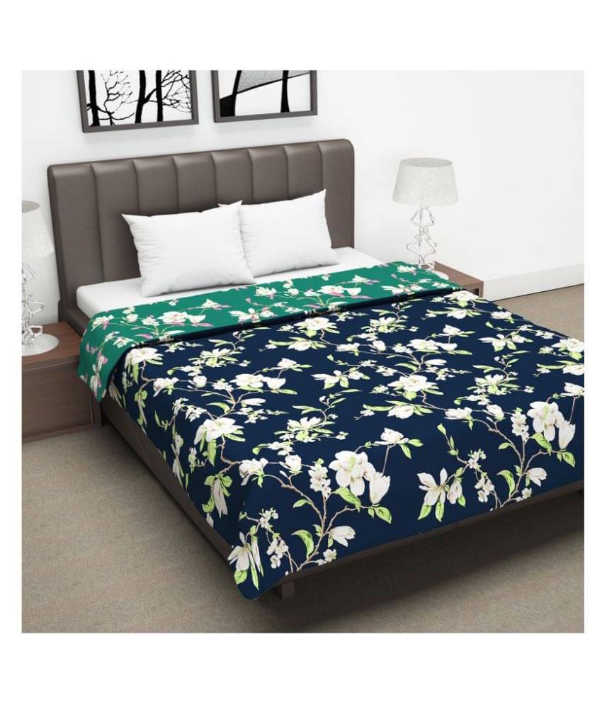     			DIVINE CASA Double Polyester Blue Floral Dohar