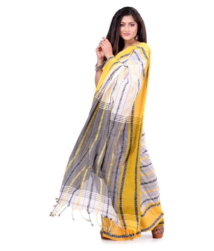    			Desh Bidesh Cotton Blend Striped Saree With Unstitched Blouse Piece ( Multicolor )
