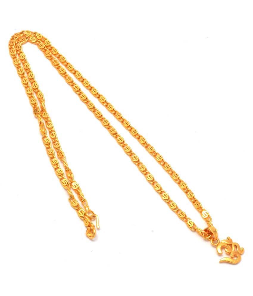Jewar Mandi Lord Shiva Om Gold Plated Locket/Pendant with Link Chain Daily use for Men, Women & Girls, Boys - Jewellery Sets | Buy online on ZillyBuy