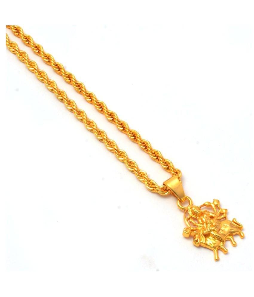     			Jewar Mandi Maa Durga Shero Wali Mata Ji Gold Plated Locket/Pendant with Rope/Rassi Chain Daily use for Men, Women & Girls, Boys