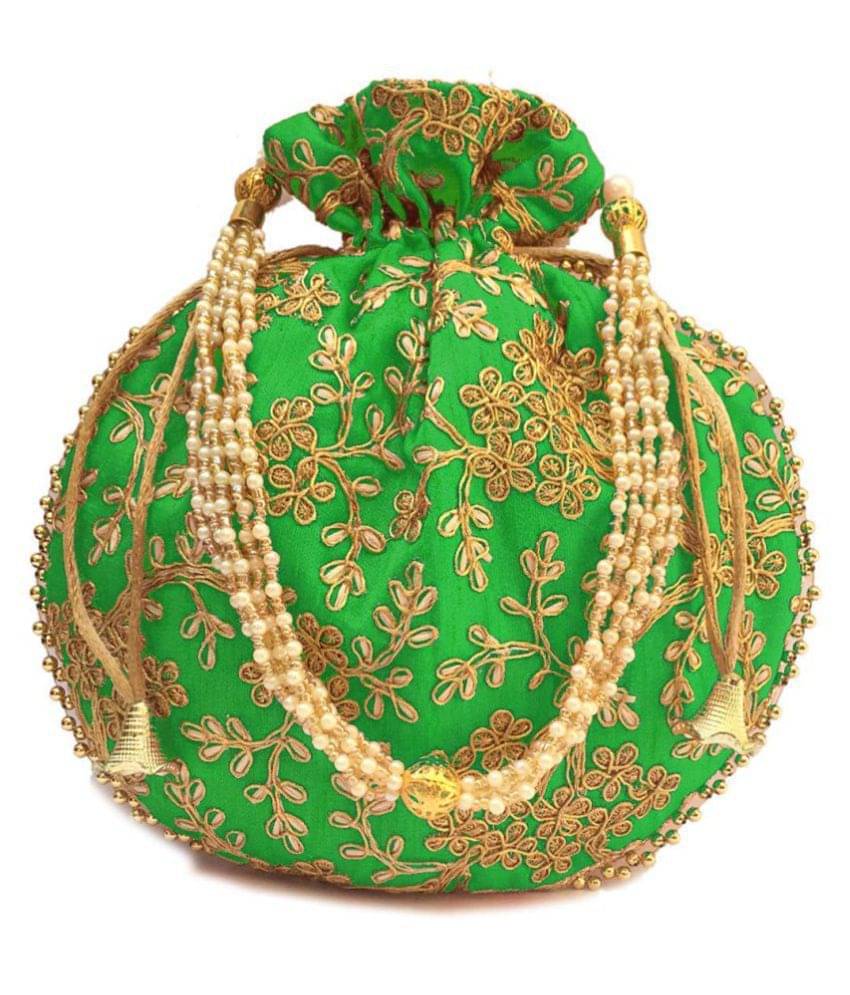     			Raj Green Silk Handheld