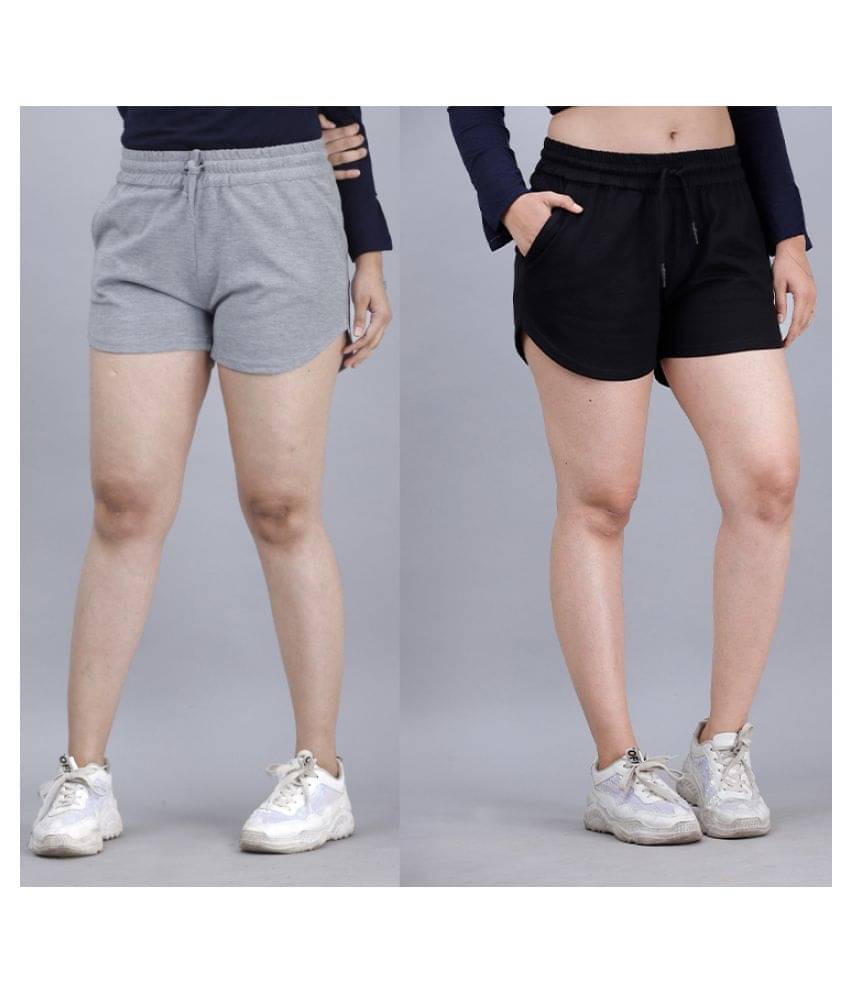    			Scrott Merchandise Cotton Hot Pants - Multi Color Pack of 2