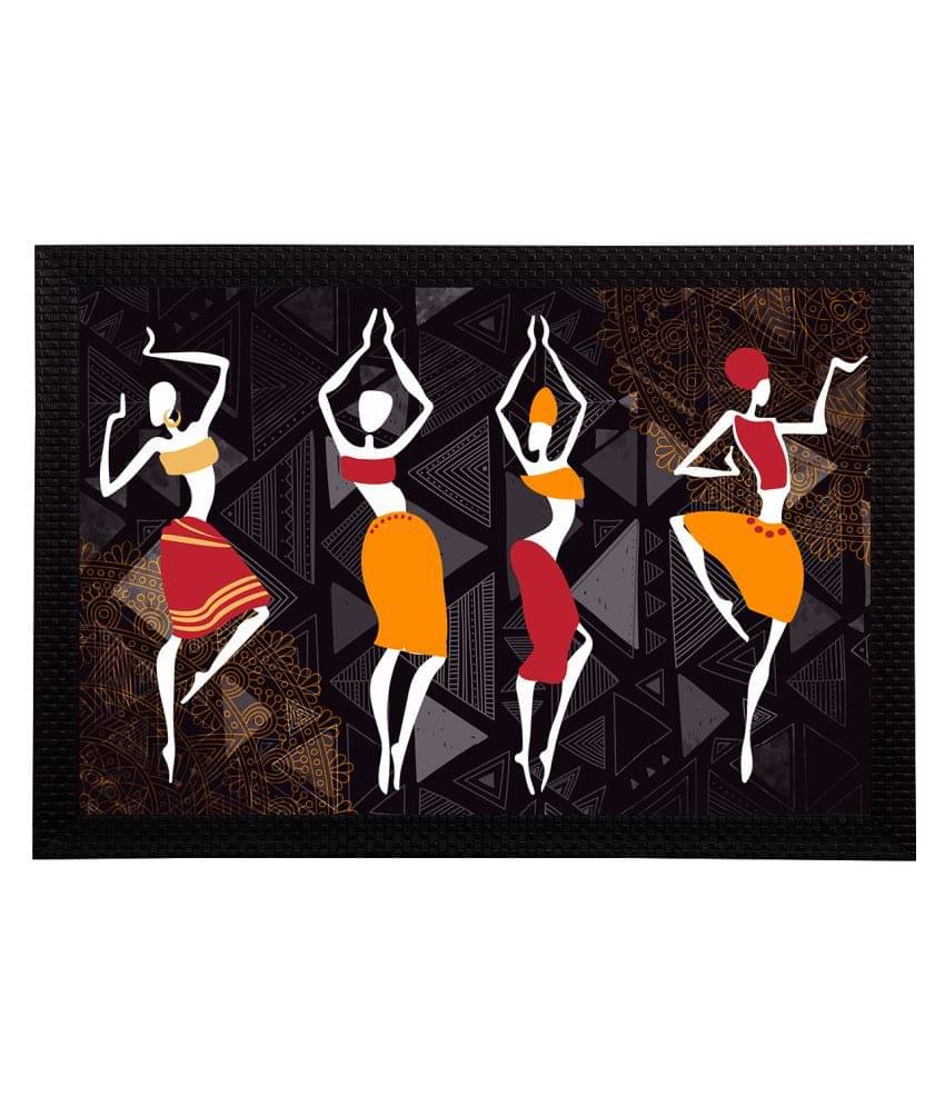     			eCraftIndia Black & Red Tribal Theme Satin Matt Textured UV Wall Art