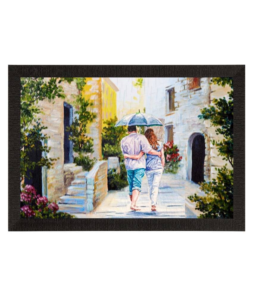eCraftIndia Beige & Green Romantic Couple Walking Wit Umbrella Valentine Theme Satin Matt Textured UV Art Painting eCraftIndia Beige & Green Romantic Couple Walking Wit Umbrella Valentine Theme Satin Matt Textured UV Art Painting