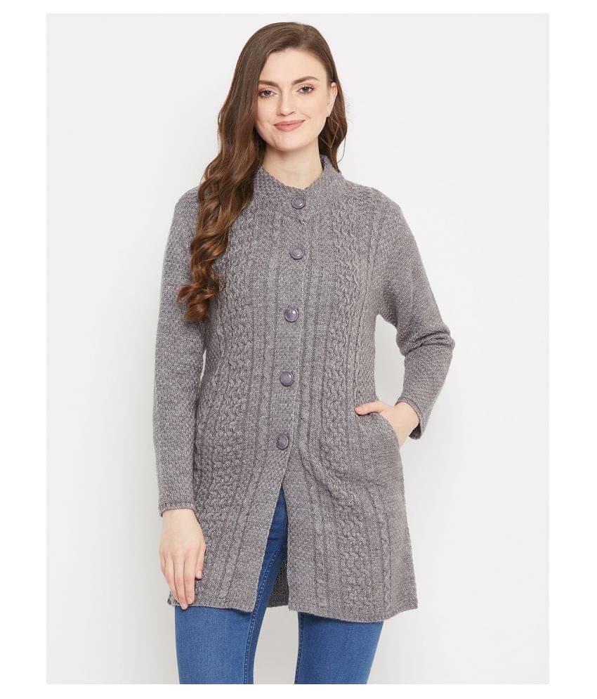     			zigo Woollen Grey Buttoned Cardigans - Single