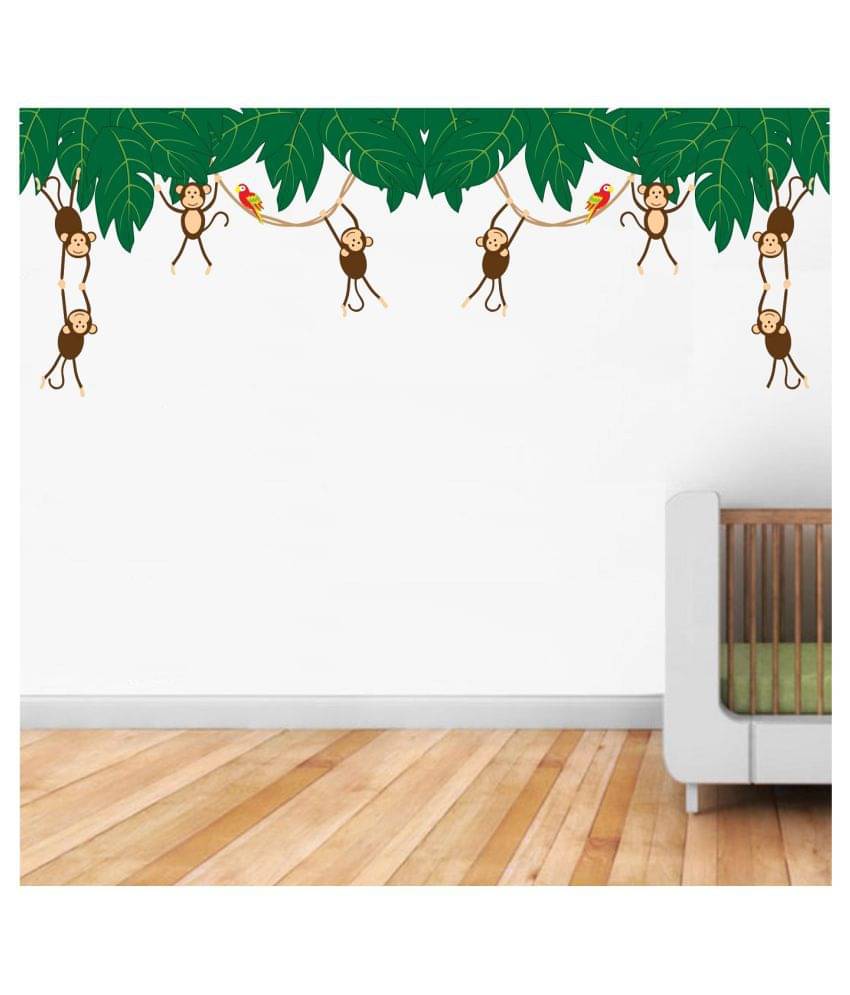    			Asmi Collection Hanging Monkeys Wall Sticker ( 60 x 160 cms )