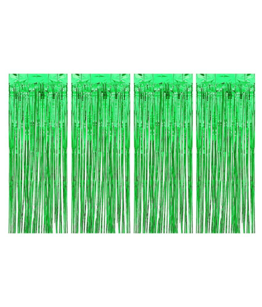     			Blooms Event pack of 4 Fringe Green curtain