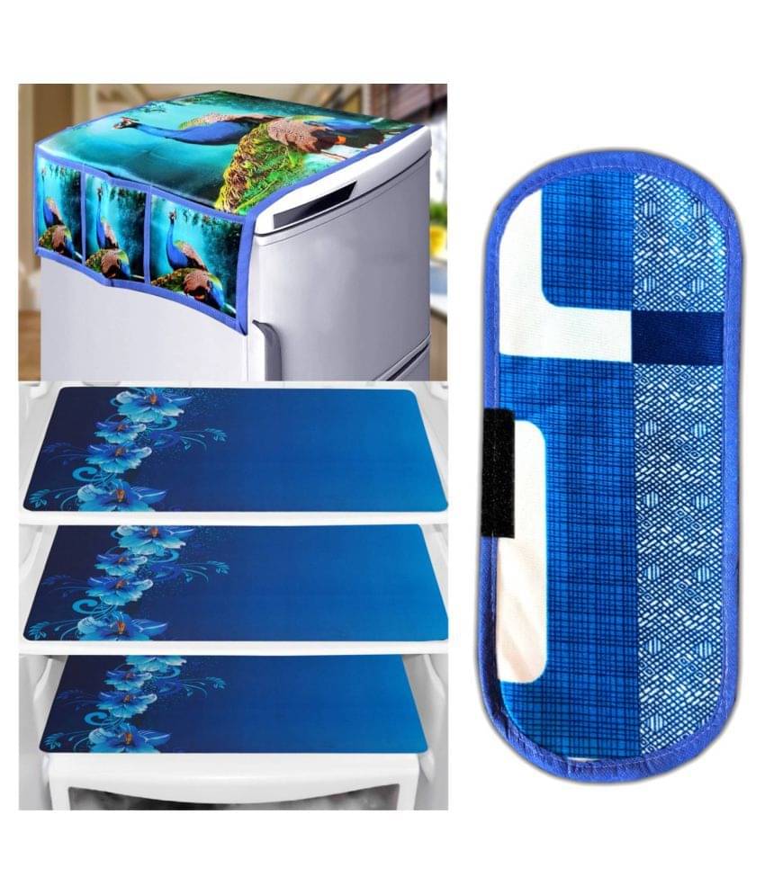     			Exopick - Blue Polyester Fridge  Top Cover (Pack of 5)