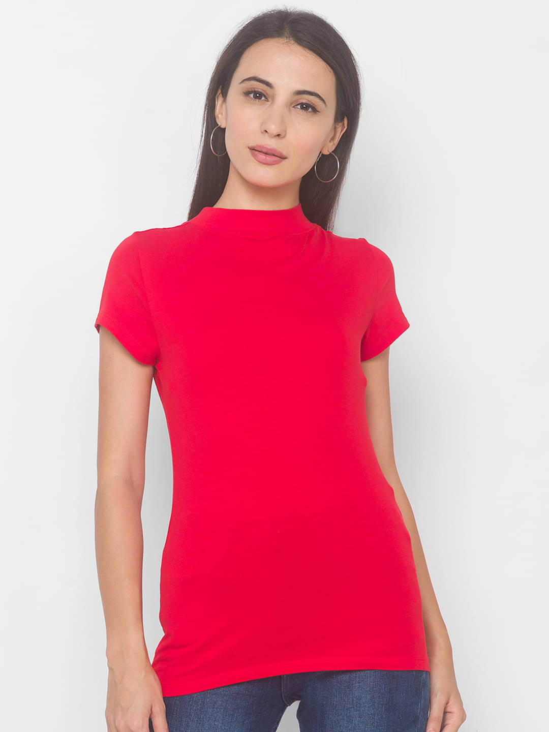     			Globus Cotton Red T-Shirts - Single