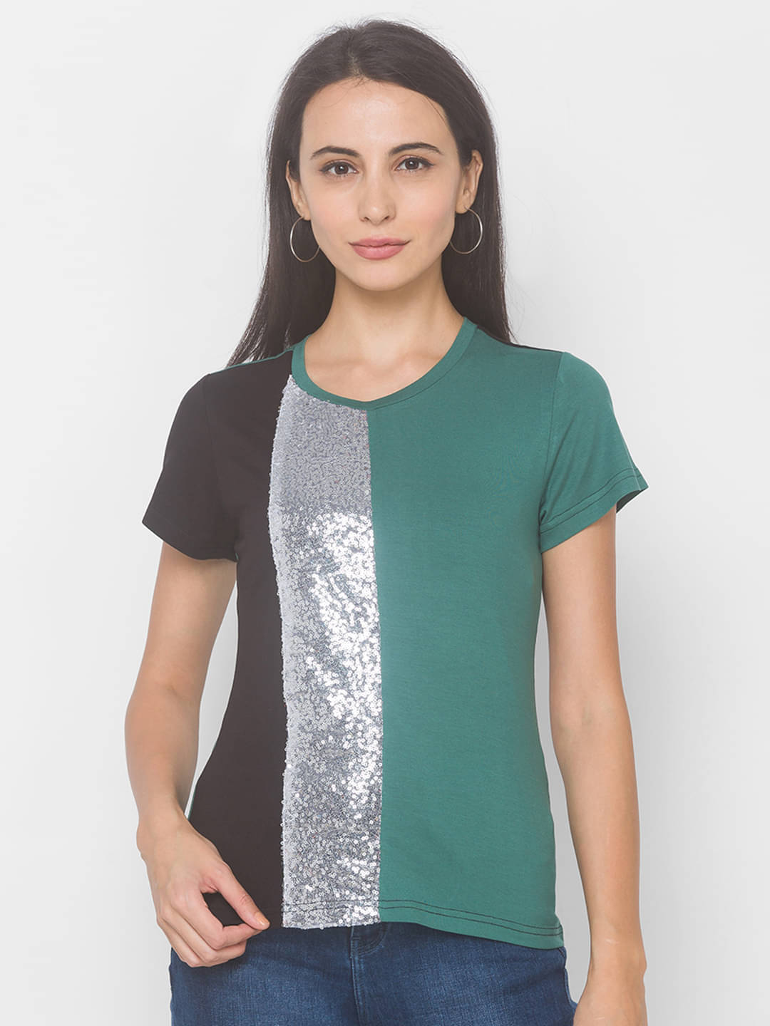     			Globus Viscose Green T-Shirts - Single