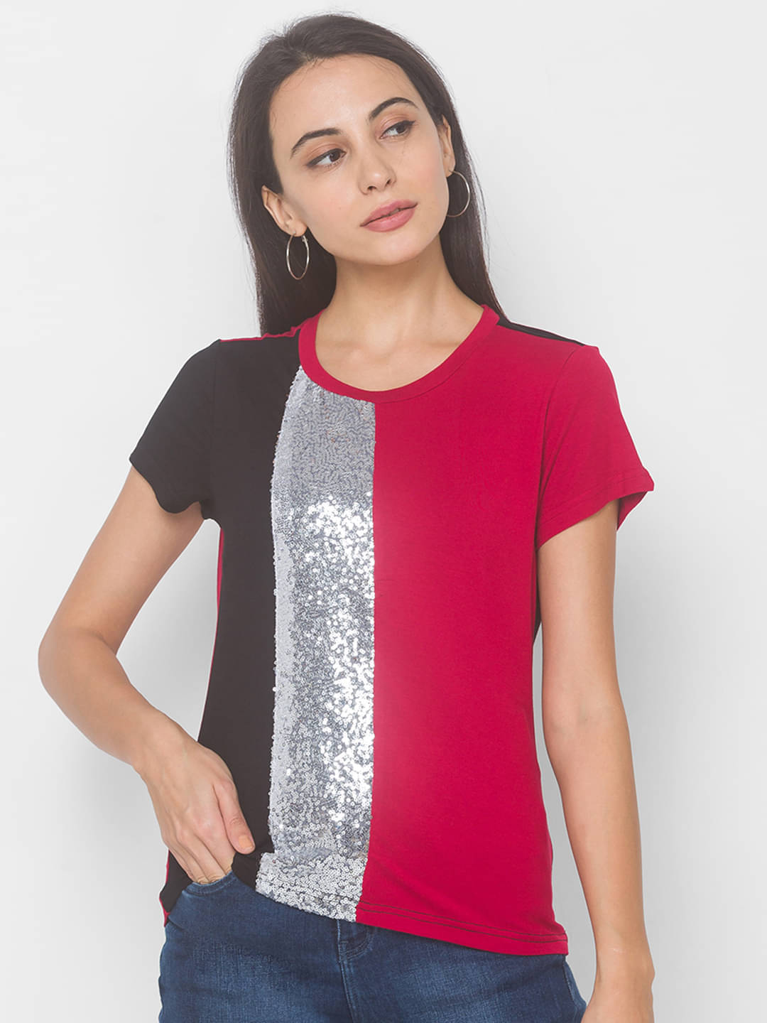     			Globus Viscose Red T-Shirts - Single