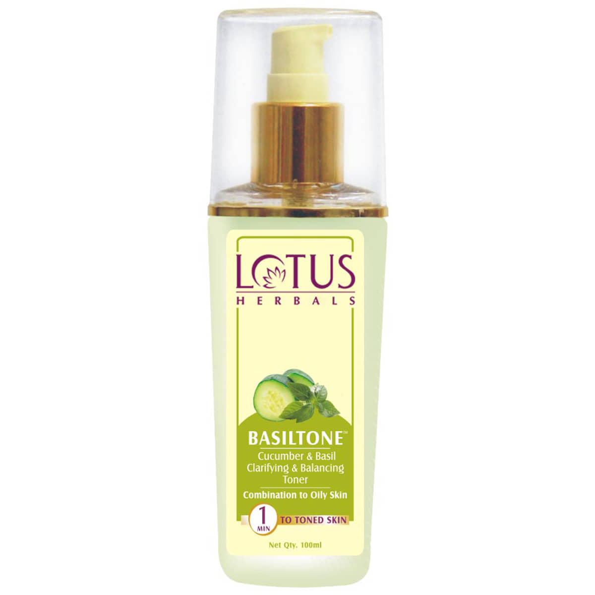 Lotus Herbals Basiltone Clarifying & Balancing Skin Toner , For Combination & Oily Skin , 100Ml