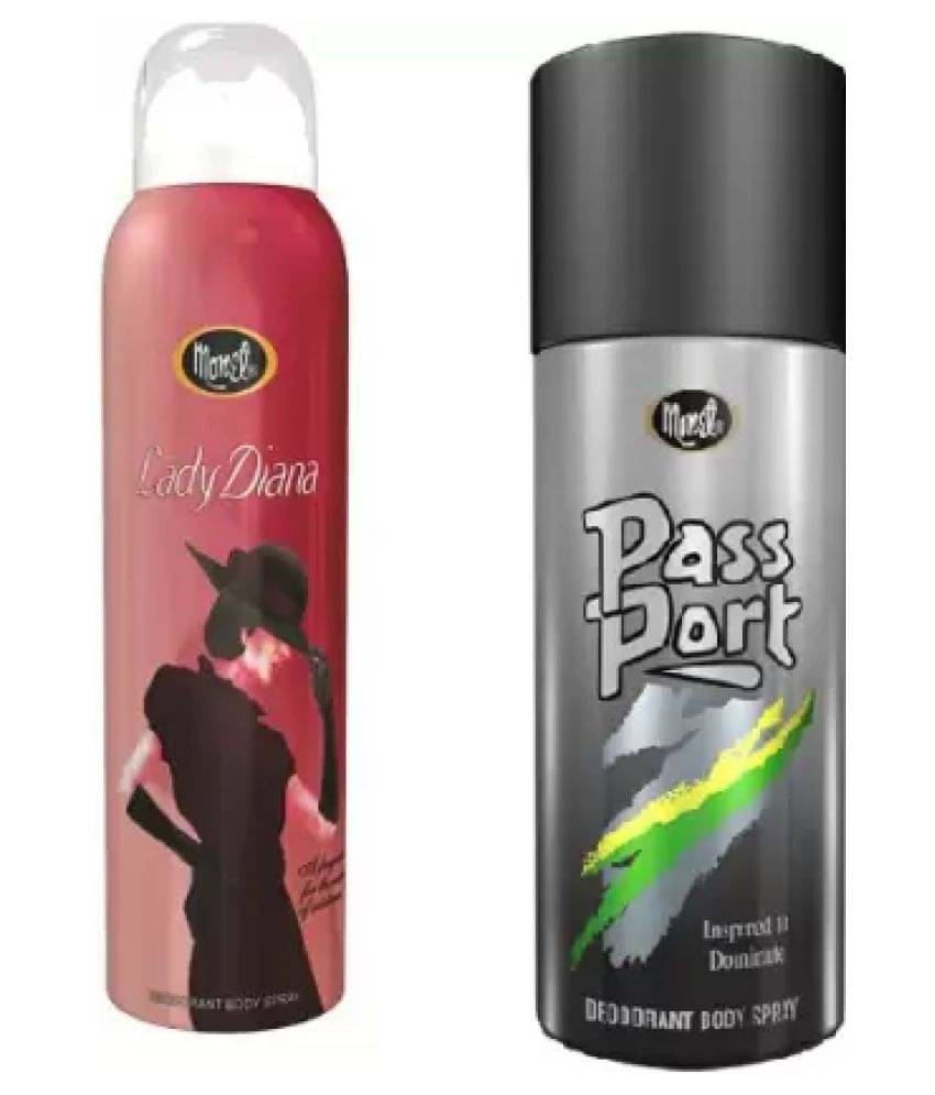     			MONET Passport Black & Lady Diana Body Spray - For Men & Women  (150 ml each, Pack of 2)