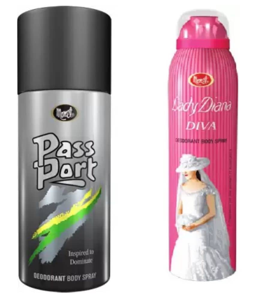 .MONET Passport Black & Lady Diva Body Spray - For Men & Women150 ml each.pack of 2.