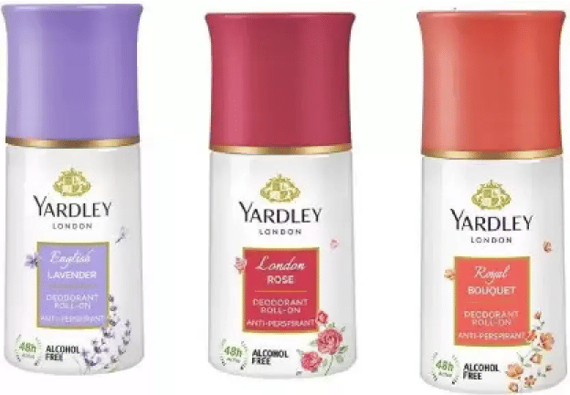 Yardley London English Lavender,Royal Bouquet , London Rose Deodorant Roll-on Deodorant Roll-on - For Men & Women  (50 ml each, Pack of 3).